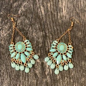 Turquoise and gold dangle earrings